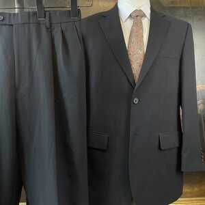 Joseph & Feiss International Trio 40R 32 x 28 100% Wool 2 Piece‎ Black 2Btn Suit